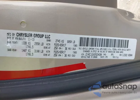 2014 Chrysler Town & Country Limited z USA, uszkodzony, nr VIN 2C4RC1GGXER234280